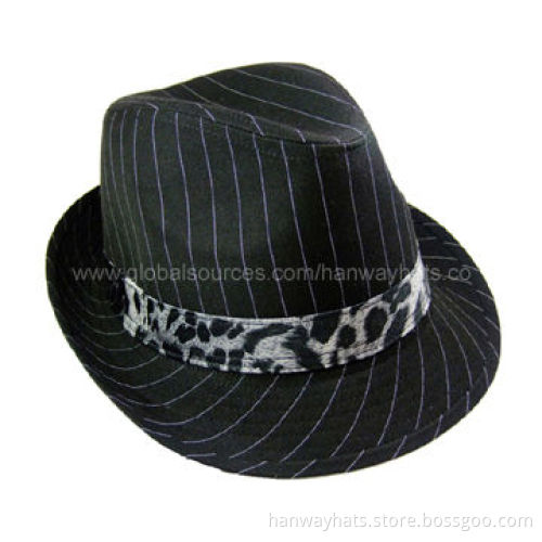 Men's Fashion Stripe Casual Fedora Hat with Animal Print and Loop